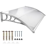 Türvordach Wasserdicht Haustürvordach 150 * 100 * 24,5 cm Garten-Vordächer Regenmarkise Geeignet für Tür, Veranda, Outdoor, Dach, Terrasse (Weiß-150)