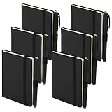 SIMDAO 6Pcs Notizbuch A6, 9 x 14 cm Kleine Notizbücher mit mit Stiften, Gummibandverschluss, Hardcover mit Soft-Touch-Pu-Cover, Mini Notizbuch Pocket Notizbuch (Schwarz)