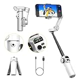 AOCHUAN Gimbal-Stabilisator für iPhone, Handy-Gimbal mit Gesichts-/Objektverfolgung für Vlog-Aufnahme, 3-Achsen-Telefonstabilisator mit 20 cm Verlängerungsstange und OLED-Display für iPhone