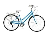 Schwinn Wayfarer 500 Hybrid-Fahrrad für Herren und Damen, 700c-Reifen, 16-Zoll-Hi-Ten-Stahlrahmen, 7-Gang-Schalthebel, Gepäckträger hinten, Himmelblau