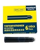 ONLINE Standard-Tintenpatronen, universelle Füller-Tinte, kompatibel mit allen gängigen Standard-Füllern, Ersatz-Patronen für Füllhalter und Rollerball, 6 Stück, Farbe nachtblau