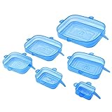 Wiederverwendbare Silikon-Lebensmitteldichtung, quadratische Form, Silikon-Stretch-Deckel, hält Lebensmittel frisch, Abdeckung, Schüssel-Topfdeckel, 6 Stück
