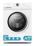 Midea MF10EW80BA10 Waschmaschine / 8kg / 1400 U/Min/EEK A-10%/Inverter Quattro Motor/Dampffunktion/Grosse Trommel/Nachlegefunktion/Kindersicherung/AquaStop, Weiß