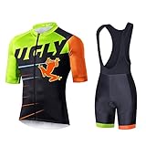 UGLY FROG 2024 Radtrikot Set Herren Kurzarm mit Sitzpolster Schnell Trocknend Fahrradbekleidung Fahrradtrikot+Trägerhose/Radlerhose für Radfahren MTB Rennrad DT2324