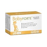 BabyFORTE Folsäure + Omega-3 | Algenöl | Alle Trimester | 18 Schwangerschaftsvitamine vegan | 60 Kapseln | Quatrefolic, Magnesium, Jod, DHA EPA Schwangerschaft | Stillzeit