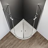 IMPTS Duschkabine 90x90cm Runddusche Viertelkreis Duschabtrennung Falttür Echtglas Schiebetür Dusche mit 6mm ESG Glas, Höhe 185 cm, Ohne Duschwanne