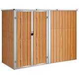 prissent Fahrradunterstand 225x89x161 cm Gartenhaus Metall Geräteschuppen Gerätehäuser Zur Aufbewahrung von Rasenmähern, Fahrradunterstand Storage Shed, Fahrrädern usw Braun