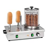 Klarstein Wurstfabrik Pro 600 Hot Dog Maker, 600 Watt, 3 Heizspieße, Temperaturregler 30-100 °C, Glaszylinder: Ø 20 cm, Edelstahlkäfig: Ø 17 cm, Edelstahlgehäuse, Profi Würstchenkocher, silber