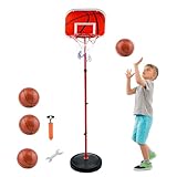 Basketballkorb und Stand Kinder, AolKee Tragbarer 50CM-150cm Mini Basketballkorb Kinder, Verstellbarer Indoor Outdoor, mit 3 Ball, Netz, Pumpe