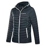 Black Crevice Damen Isolationsjacke mit Kapuze I Leichte, atmungsaktive & winddichte Funktionsjacke I Wasserabweisende Outdoorjacke mit warmer 120g Wattierung, schwarz, 46