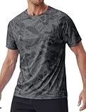 PINSPARK Sonnenschutz Shirt Herren UPF 50+ Sport Tshirts Frühling Funktions Laufshirt UV-Shirts Rashguard Leicht Atmungsaktiv Surfen Angeln Wandern Top Grau XL