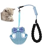 Yardwe Katzenleine im Westenstil Katzengurt Brustgurt für Katzen Katzengeschirr und Leine geformt einstellbar Kätzchenleiter Brustgurt für Haustiere Katzenwestegurt Blue