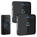 AVANTEK Funkklingel, Türklingel Funk Set, 400m Reichweite IP55 Aussen Wasserdicht Haustür Klingel mit 2 Plug-In-Empfänger, 52 Melodien, 5 Lautstärkestufen, Empfänger einfach in die Steckdose