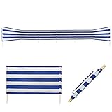 Idena 50058 - Windschutz ca. 800 x 80 cm, in blau-weiß, mit Tragegurt und Fixierungsbändern, für Strand, Camping und Garten