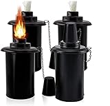 Chulovs Taschenlampenbehälter, Bambusfackel-Nachfüllbehälter, Ersatz-Zitronella-Fackel, Kraftstoffkanister mit Dochten und Abdeckungen, Outdoor-Terrassenfackel, 340 ml (4 Stück)