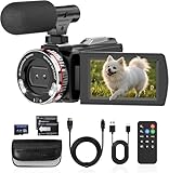 Videokamera Camcorder 4K 64MP 21X Digitalzoom Video Kamera, Webcam Vlogging Kamera für YouTube, 3,0 Zoll 270°-Drehung Screen Videokamera 4K mit HDMI-Kabel, Externes Mikrofon, 64 GB-Karte und 2 Akkus