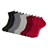 ONE STRANGE ROCK Quarter Socken Kurzsocken Herren Damen 5, 10, 15, 20, 30 Paar, Farbe:Grau/Rot - 5er Pack, Größe:43-46, Artikel:-501 bloody mary