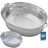 KOTARBAU® Zinkwanne für Garten groß 27 Liter Rund verzinkter Stahl Zink Blumentopf Garten Getränkekühler verzinkte Wanne Zinkschale Garten Sektkühler Blechschüssel Garten Pflanzschale