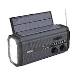 SUIOPPYUW Notfallradio mit handgekurbelter Aufladung für abendliche Spaziergänge im Park, tragbares Solarradio aus Kunststoff für Outdoor Camping, dunkelgrau