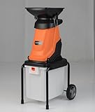 COSTWAY Häcksler Garten 3000 W, Elektro Gartenhäcksler, Elektrischer Walzenhäcksler mit Rädern, 50 L Fangbox | Schnittstärke 45mm | kabelgebunden, Messerhäcksler für und Gartenreinigung (Orange)