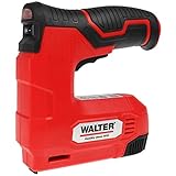 WALTER Akku-Tacker 4 V, 30 Schuss/Min, Klammern Typ 53 & Nägel Typ 47, Füllstandsanzeige, Auslösesicherung, Softgrip, Li-Ion Akku, inkl. Zubehör, Ideal für Haushalt, Polstermöbel, Heimwerken