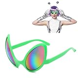 Generisch Funny Alien Glasses - Novelty Eyewear for Costume Parties | Oversized Green Alien Frame with Clear Lenses, Fun Accessory for Kids Adults Humorous Costume Accessory Oversized Design