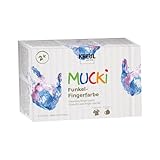 KREUL 2319 - MUCKI Funkel-Fingerfarbe, 6 x 150 ml, auf Wasserbasis, schimmernde Fingermalfarben für Kinder ab 2 Jahren