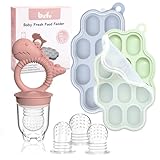 Babynahrungs-Aufbewahrungsbehälter mit Fruchtsauger Baby,btrfe Baby-Fruchtzufuhr-Schnuller Muttermilch Zahnen Popsicle Form Hausgemachte Babynahrung Einfrieren Behälte für selbstfütternde,Rosa