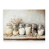 Dazzlewall Bauernhof Küche Wandbild, Rustikale Vintage Mason Jar Gewürz Bild, Stillleben kulinarische Kunst Gemälde für Küche Esszimmer Dekor 30×40 cm Ohne Rahmen