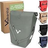 Valkental - 2in1 Fahrradtasche aus klimafreundlichem TPU - 100% Wasserdicht - Viele praktische Fächer - 23-28L Flexibles Volumen mit Laptopfach - Gepäckträgertasche in Grün