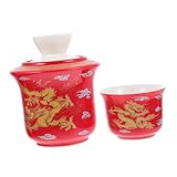 VALICLUD 1 Satz Chinesischem Stil Antiquitäten Weinwärmer Keramik Kanne und Tasse für Tee Partys Heimdekoration