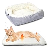 MAIYADUO Weiches Katzenbett Waschbar 42x38 cm Plüsch Haustierbett für Kleine Hunde und Katzen - 2 in 1 Katzenkissen Katzendecke Katzensofa Nest Bett