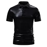 Generisch Schwarz,M, Männer Sexy Baumwolle Freizeit Revers Kurzarm T-Shirt Nachtclub Bühne Zeigen Kleidung