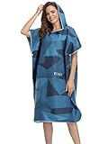 FLYILY Microfaser Surf Poncho Handtuch mit Kapuze Bademantel zum Schwimmen und Strand wechseln Einheitsgröße Alle Erwachsenen(NavyGeometry,L)