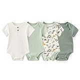 ZAV Unisex Baby Jungen Mädchen Kurzärmeliger Body 4er-Pack Sommer Cartoon Baumwolle Atmungsaktiv Soft Babykleidung Neugeborenes Essentials