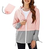 PONCEAU Damen Wasserdicht Regenjacke Windbreaker Leichte Outdoorjacke Zweifarbig Atmungsaktiv Softshelljacke Regenjacken