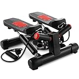 2-in-1 Stepper mit Widerstandsbändern, Up-Down-Stepper mit Multifunktions-Display, Arm und Beintrainer, Fitnessgeräte für Zuhause, Maximal 120 KG