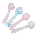 Healifty 4 pcs Gesichtsreinigungsbürste manuell Hornbürste Massage weiche Haaren langer Griff（Zufällige Farbe）