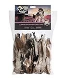 Dehner Wild Nature Hundesnack, Premium Hundeleckerli glutenfrei / zuckerfrei, Kausnack für ernährungssensible Hunde, Kaninchenohren mit Fell, 500 g