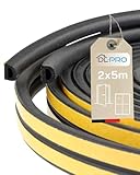 Fensterdichtung selbstklebend, D-Profil 3-6 mm, 2x5 m (10 m), EPDM, schwarz, für Türen & Fenster, zugluftdicht