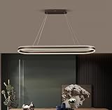 Braun Esstisch LED Pendelleuchte Modern Esszimmeralampe Dimmbar Hängelampe 3000K-6000K Fernbedienung Hängeleuchte für Esszimmer Bar Büro Lampe Minimalistisch Höhenverstellbar Leuchte (L100cm-94W)