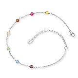 Engelsrufer Fußkettchen für Damen mit bunten Glasperlen, Edelstahl, verstellbare Länge, nickelfrei, Allergiker geeignet