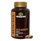 Vitassential Beta-Carotin - Hochdosiert Bräunungskapseln – Vitamin A Vorstufe für Natürliche, Langanhaltende Bräune, Haut, Sehkraft & Immunsystem - 120 Kapseln