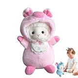 Uhngw Stofftier Schaf, niedliches Plüschschaf mit tragbarer Kleidung, 24 cm, weiches Sammlerstück, Kuschelpuppe für Ostern, Weihnachten, Geburtstagsparty