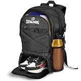 Spalding Volleyballrucksack Sporttasche, Schwarzer Rucksack mit Ball- und Schuhfach passt Sportausrüstung, Offizielle Tasche Verwendung für Beachvolley Spiel, Geschenk für Ballspieler, Schwarz