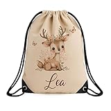 Personalisierter Turnbeutel Kinder mit Namen – Robuster Jutebeutel mit Kordelzug & verstärkten Ecken – Schulranzen, Sportbeutel Mädchen & Jungen – Turnbeutel Kindergarten - [33x45 cm]