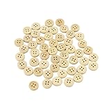 Runde Knöpfe in verschiedenen Größen, 30–100 Stück, gemischte Holzknöpfe, natürliche Farbe, 4 Löcher, Scrapbooking, DIY, Nähzubehör (13 mm, 50 Stück)