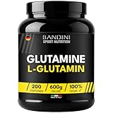 Bandini® L-Glutamin Pulver 600g (200 Portionen) - Veganes reines L Glutamin Aminosäure aus natürliche Mais Fermentation, Hochdosiert & Geschmacksneutral Glutamine Powder für intensiv Training & Sport