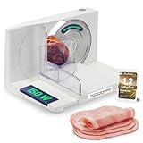 Sommertal Allesschneider AS170 150W Edelstahlmesser mit Wellenschliff, platzsparend klappbar, elektrische Schneidemaschine Brotschneidemaschine, Profi Aufschnittmaschine weiß 0-15mm