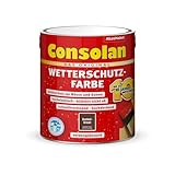 Consolan Wetterschutz-Farbe, Deckender Holzschutz für Außen, Dunkelbraun, 2,5L